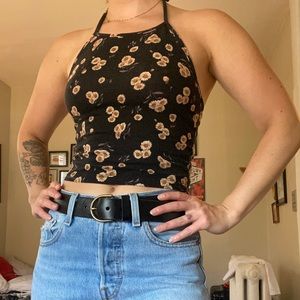 Brandy Melville washed black halter top